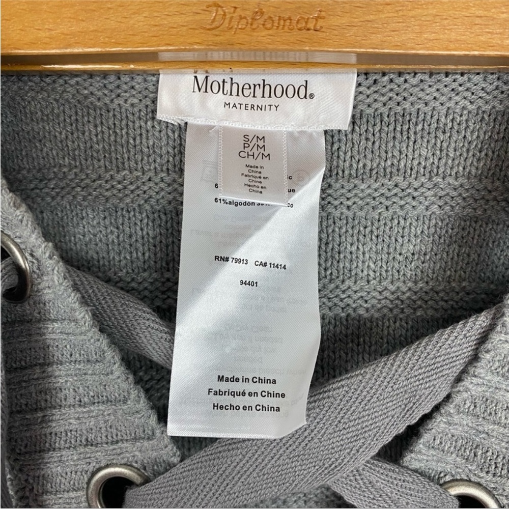 Motherhood Maternity Gray Knit Lace-Up Poncho Sweater, Size S/M, Cozy Oversized - Picture 9 of 9